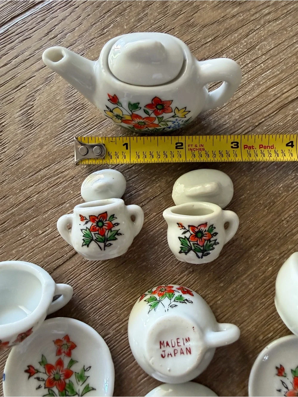 Vintage Miniature Porcelain Tea Set Made in Japan, Floral Pattern, 12 piece, EUC - Picture 6 of 14